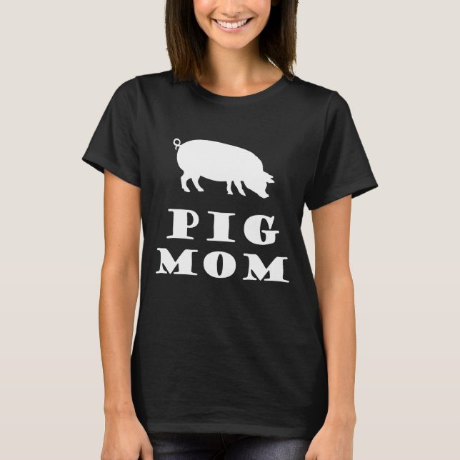 T-shirt Pig Maman aime les cochons Silhouette blanche (Devant)