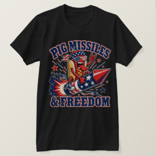 T-shirt Pig Missiles & Liberté Hot Dog Patriotique
