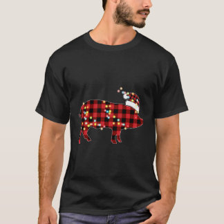 T-shirt Pig Noël Rouge Buffle de Plaid Pajamas Fermier Coc