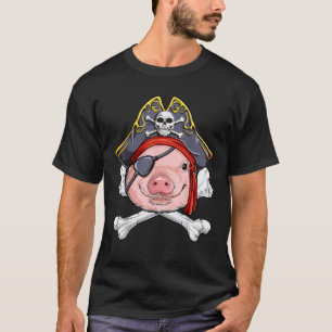 T-shirt Pig Pirate Capitaine Jolly roger Drapeau Crâne et 