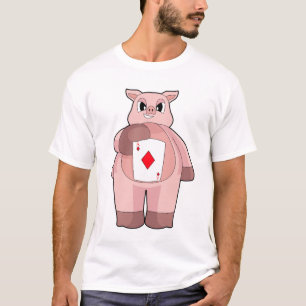 T-shirt Pig Poker Poker cartes jeu de carte