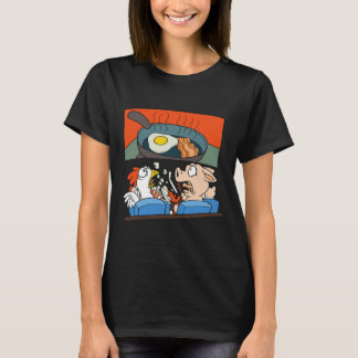 T-shirt Pig poulet regarder un film d'horreur
