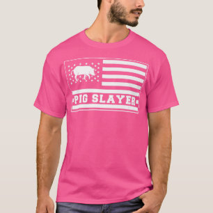 T-shirt Pig Slayer USA American Flag Boar Hunting Premium