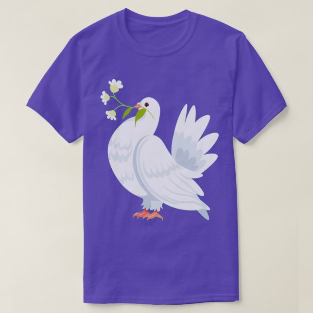 T-shirt pigeon oiseau transportant des fleurs dans le bec  (Design devant)