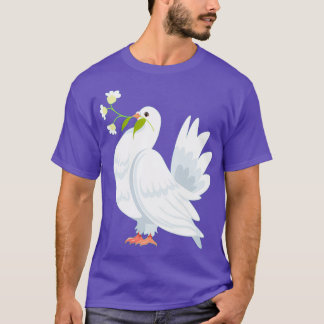T-shirt pigeon oiseau transportant des fleurs dans le bec