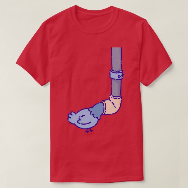 T-shirt Pigeon Regardant Dans Le Tuyau D'Eau (Design devant)