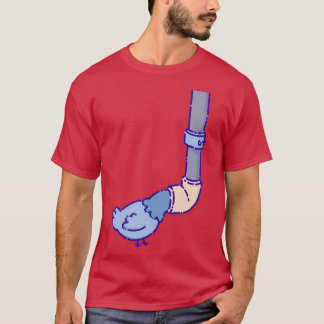 T-shirt Pigeon Regardant Dans Le Tuyau D'Eau