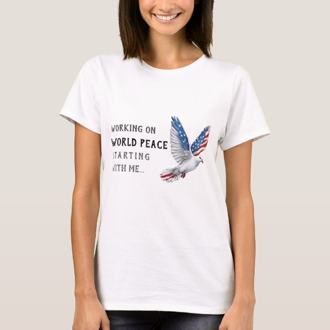 T-shirt Pigeon World Peace - Gr drôle et réfléchi (Devant)