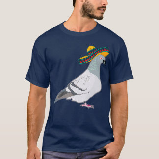 T-shirt pigeons amusants avec sombrero casquette amusant