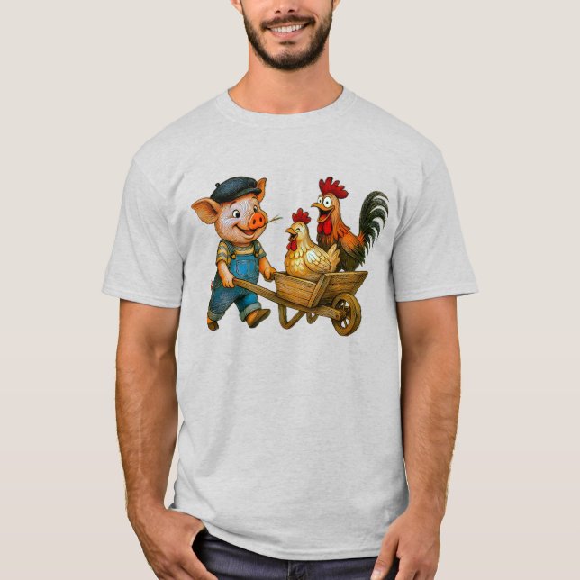 T-shirt Piggy Pushes the Poultry Posse (Devant)