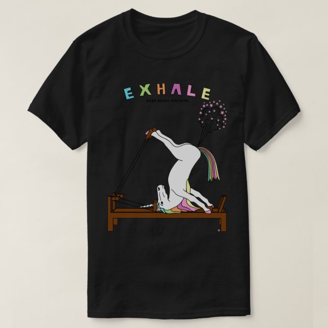 T-shirt Pilates Unicorn Exhale Outline (Design devant)
