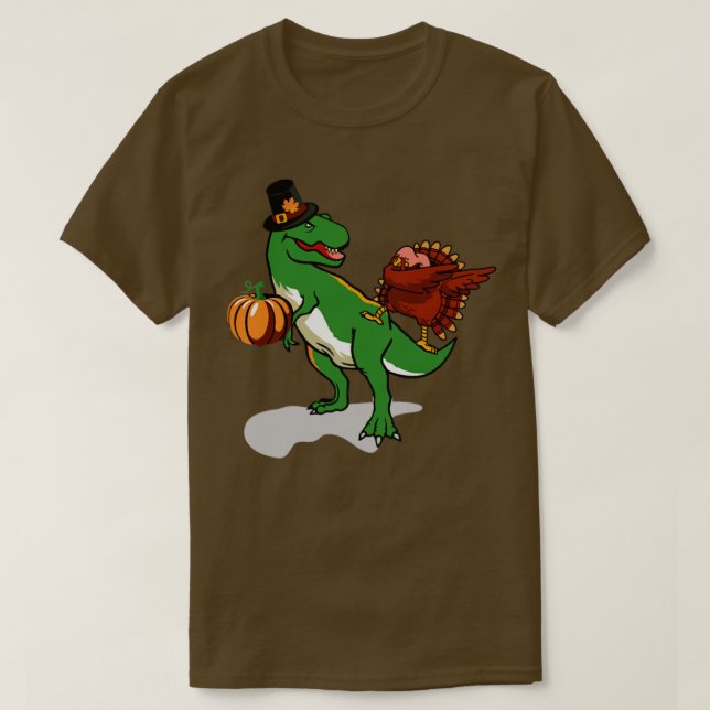 T-shirt Pilgrim a T Rex dinosaur Dabbing (Design devant)