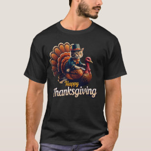 T-shirt Pilgrim Kitty "Bon thanksgiving" chat mème