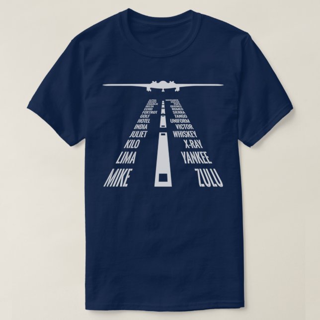 T-shirt Pilote de bombardement B2 - piste Alphabet phonéti (Design devant)