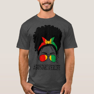 T-shirt Pilote de bus Femmes africaines Messy Bun Black Hi
