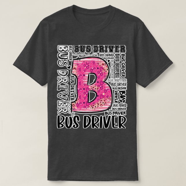 T-shirt Pilote de bus Leopard Typographie 100e (Design devant)