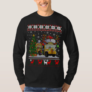 T-shirt Pilote de bus scolaire Reindee Santa Hat Ugly Chri