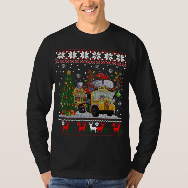 T-shirt Pilote de bus scolaire Reindee Santa Hat Ugly Chri (Devant)