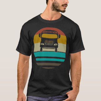 T-shirt Pilote de bus scolaire Retro Sun