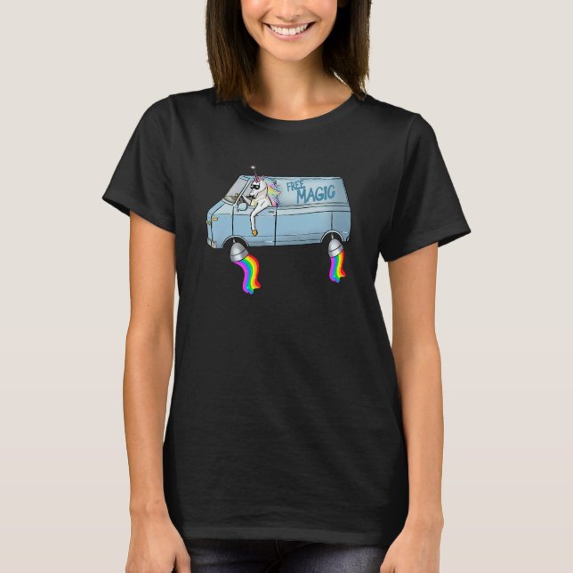 T-shirt Pilote de Unicorn magique Imaginaire volant Rainbo (Devant)