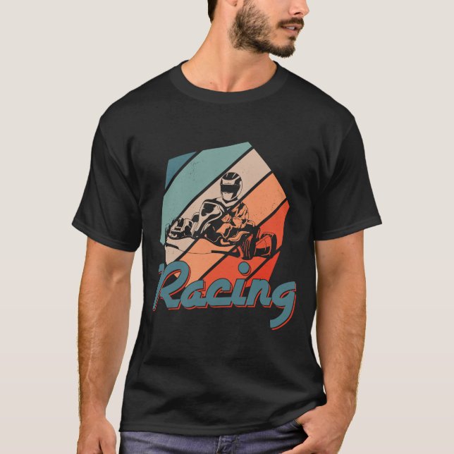 T-shirt Pilote d'équipage Retro Kart Go Kart Racing Pit (Devant)