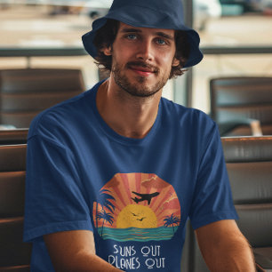T-shirt Pilote Retro Sunset "Suns Out Planes" Drôle