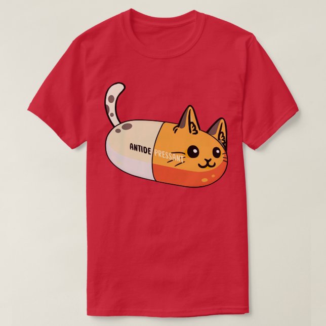 T-shirt Pilule de chat antidépresseur (Design devant)