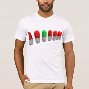 T-shirt Pilule verte unique parmi les capsules rouges