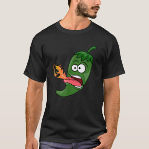 T-shirt Piment Qui Respire Le Feu Dessin Animé Drôle Roug