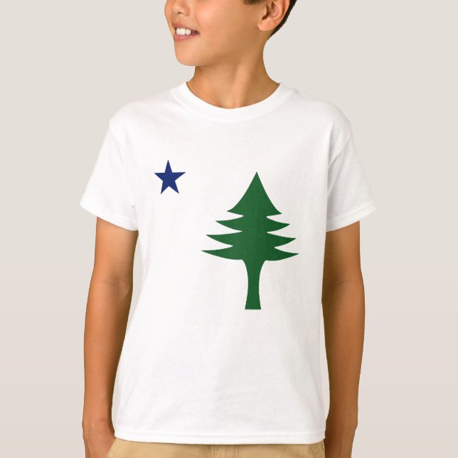 T-shirt Pin et étoile 1901 drapeau de l'état du Maine (Devant)