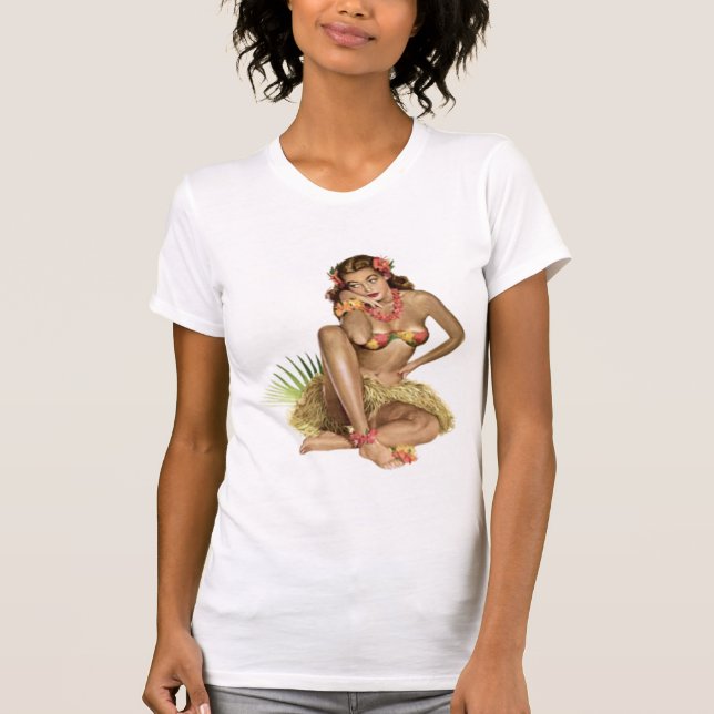T-shirt pin-up de danse polynésienne (Devant)