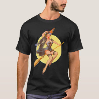 T-shirt Pin Up Witch Halloween Pinup Girl Drôle Illustrati