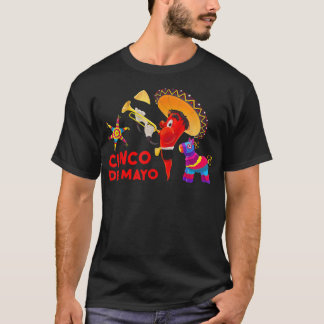 T-shirt Piñata de poche Serape Cinco De Mayo Guitare Mexic