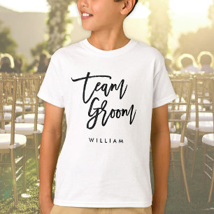 T-shirt Pinceau tendance chic écriture noire Équipe Groom
