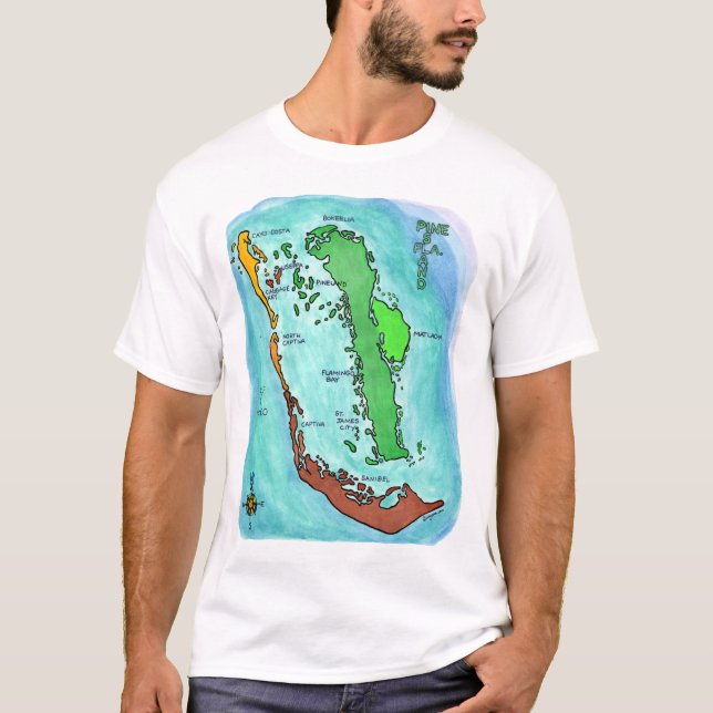 T-shirt Pine Island Sanibel Captiva Islands Carte de Flori (Devant)