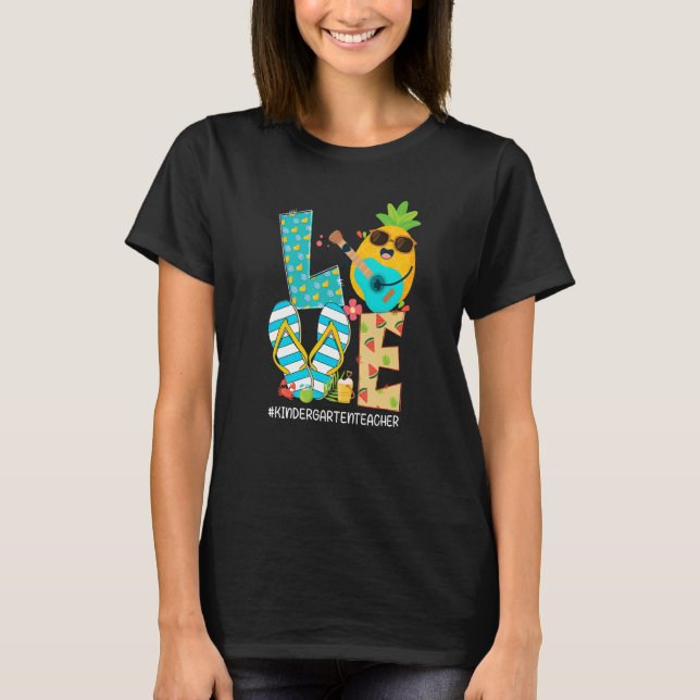 T-shirt Pineappy Love Kindergarten Enseignant Bonjour été  (Devant)