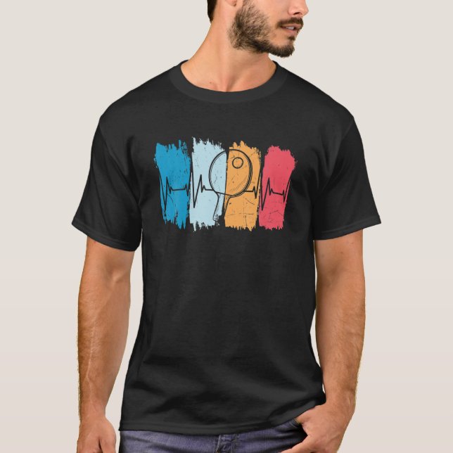 T-shirt Ping Pong Heartbeat Funny Table Tennis Player Retr (Devant)