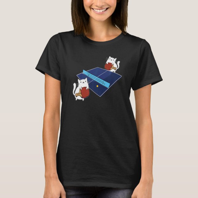 T-shirt Ping Pong Paddle Dames Chat Table Tennis Lecteur C (Devant)