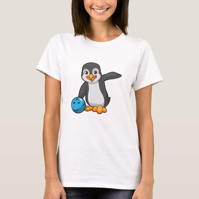 T-shirt Pingouin à Bowling avec Bowling (Devant)