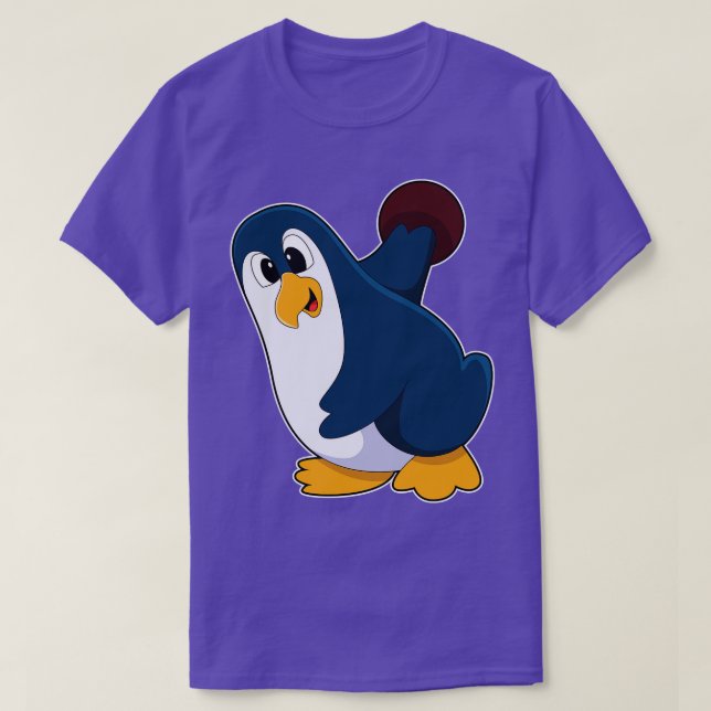 T-shirt Pingouin à Bowling avec Bowling ball 1 (Design devant)