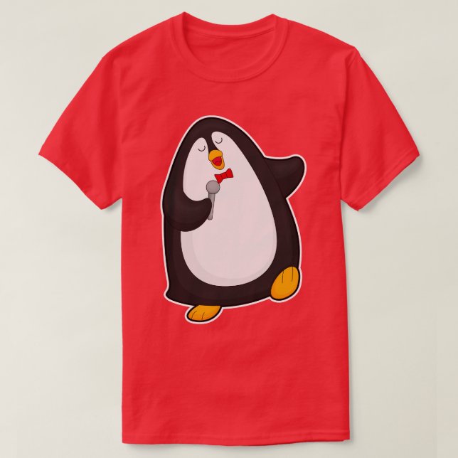 T-shirt Pingouin à chanter avec Cravate micro (Design devant)