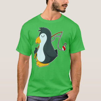 T-shirt Pingouin à la pêche avec canne à pêche
