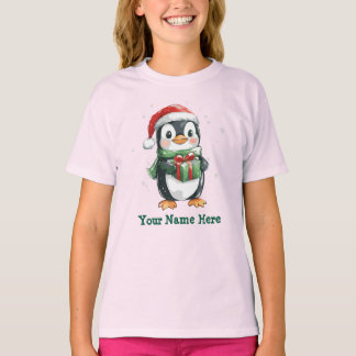 T-shirt pingouin à noël