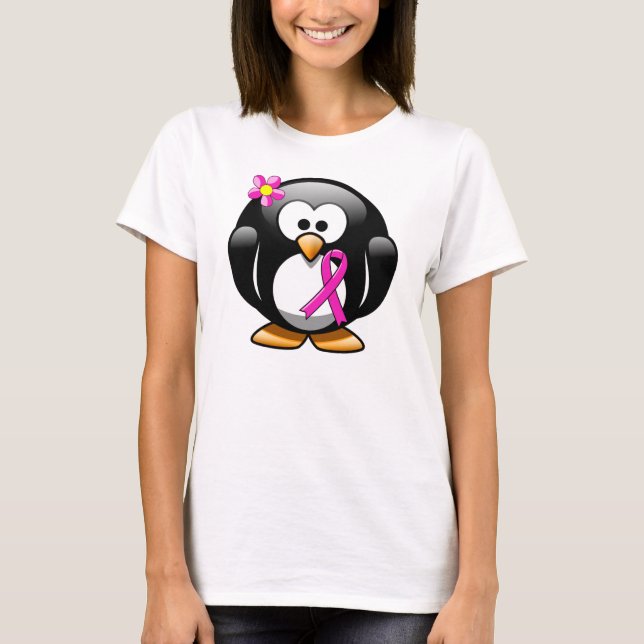 T-shirt Pingouin à ruban pour la sensibilisation au rose c (Devant)