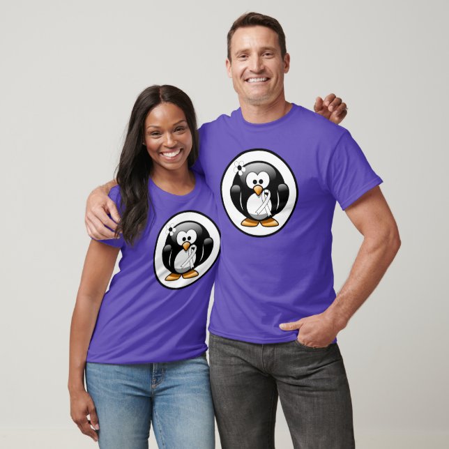 T-shirt Pingouin à ruban pour la sensibilisation blanche (Unisexe)