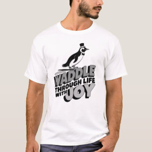 T-shirt Pingouin amusant à travers la vie avec Joy Design