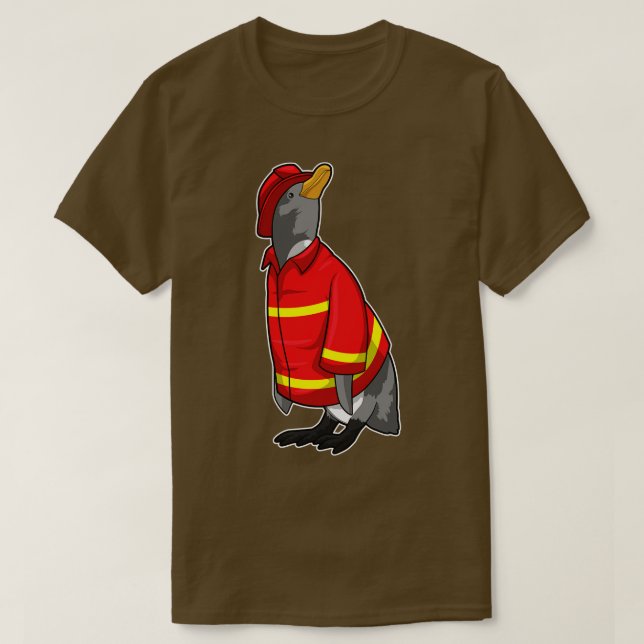 T-shirt Pingouin as Firefighter with Helmet (Design devant)