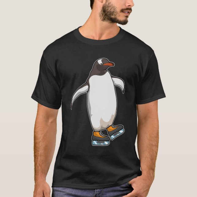 T-shirt Pingouin at Ice skating with Ice skates (Devant)
