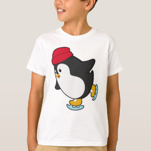 T-shirt Pingouin au patinage sur glace avec Casquette