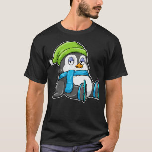 T-shirt Pingouin au patinage sur glace avec Casquette 1